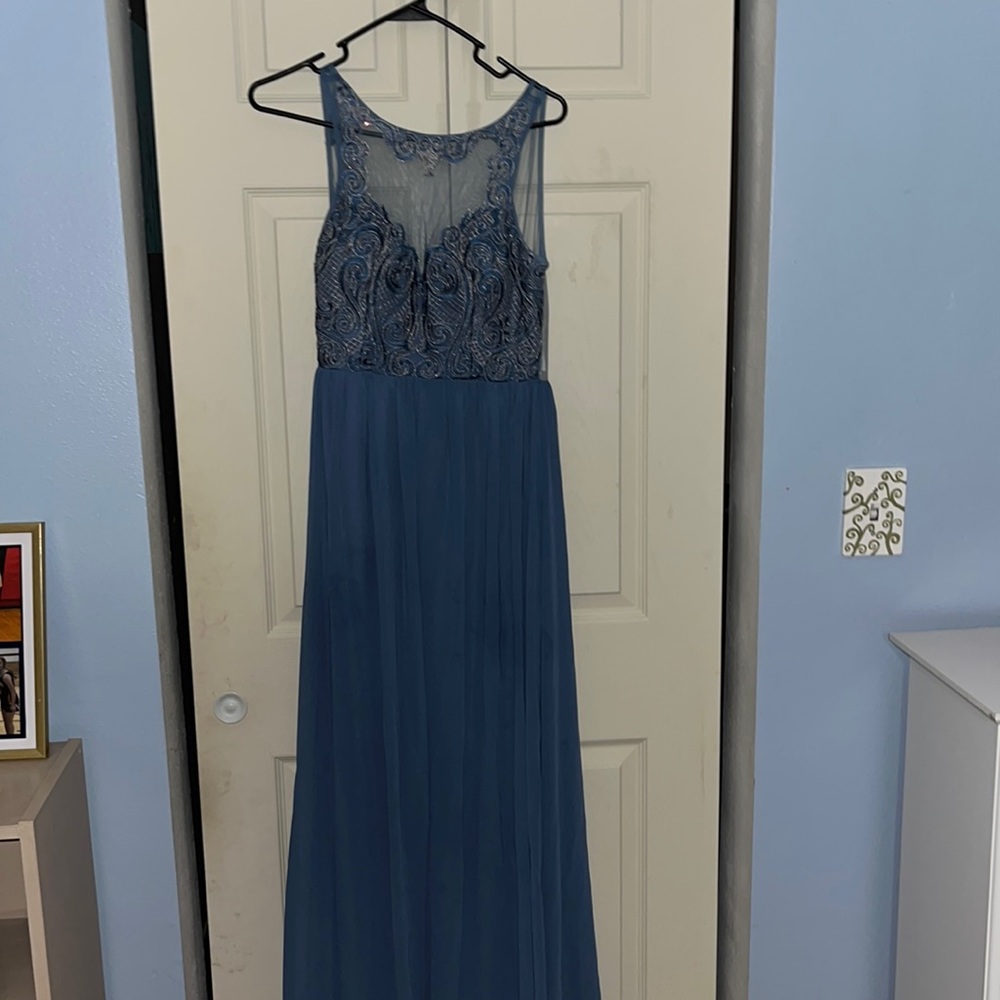 Blue halter top sequins prom dress (worn once)